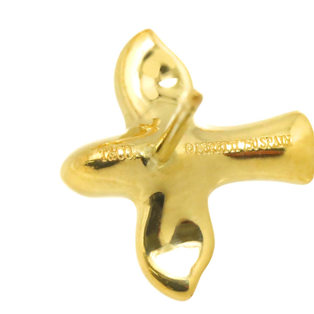 Bird cross Earrings Pierced 18K Yellow Gold 750