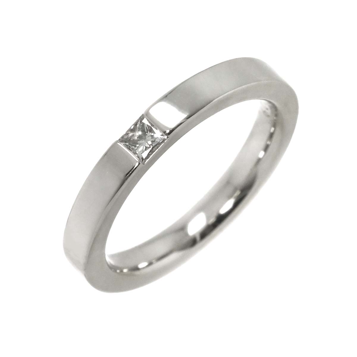 Princess Diamond Ring Pt Platinum size4.5(US)