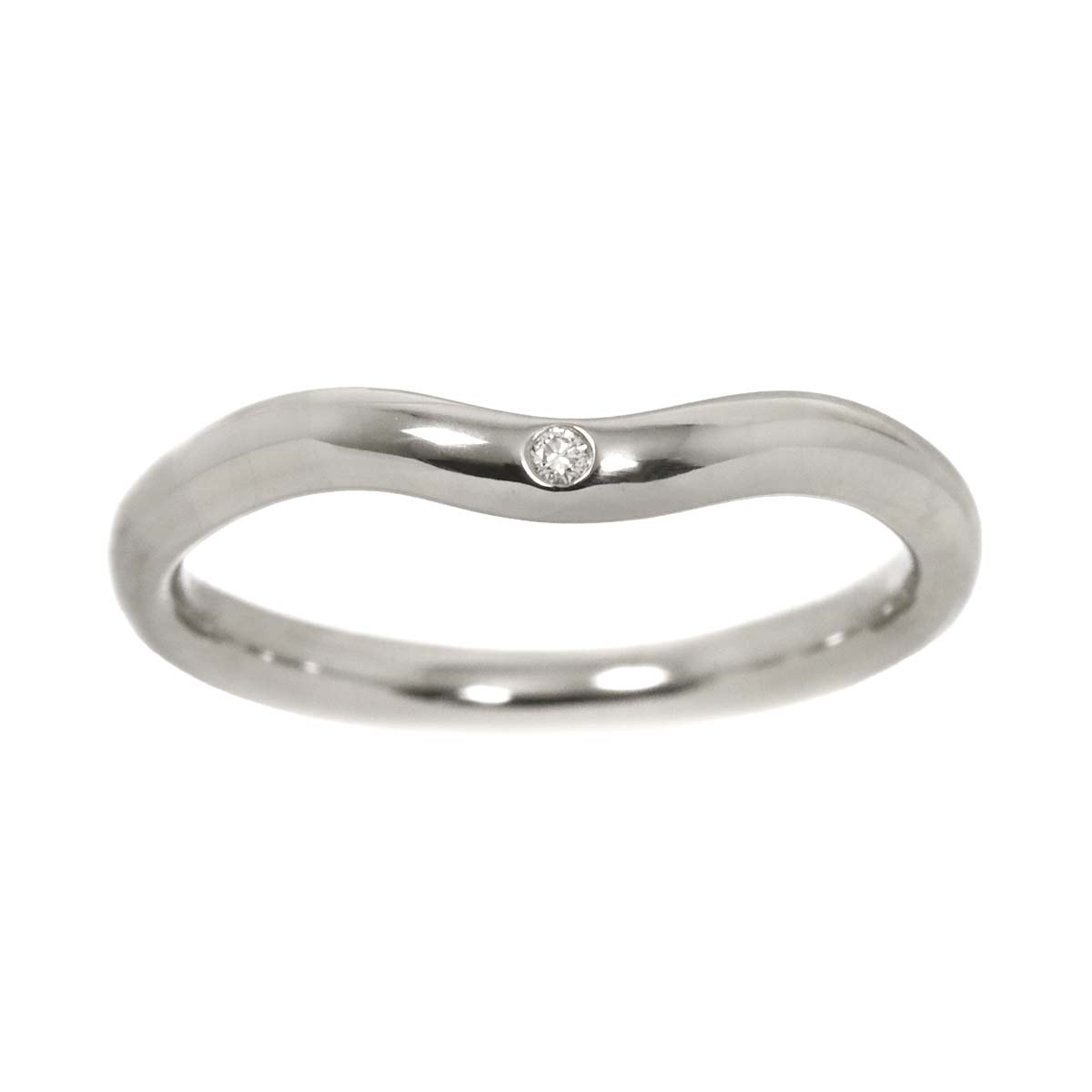 Curved Band Diamond Ring Platinum size4.75-5(US)