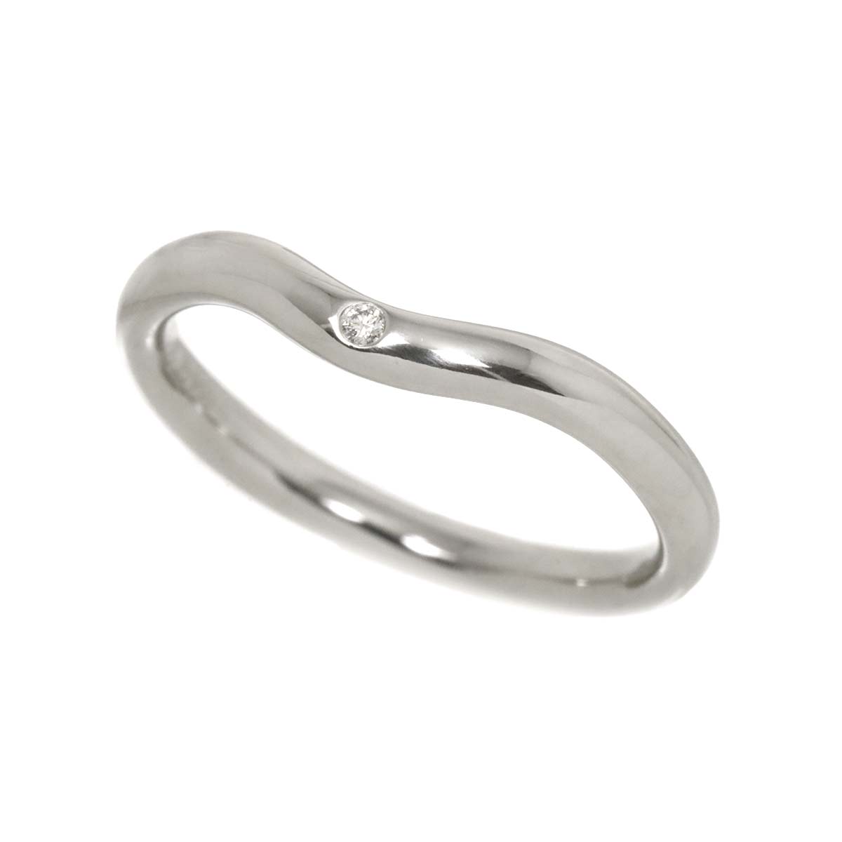 Curved Band Diamond Ring Platinum size4.75-5(US)