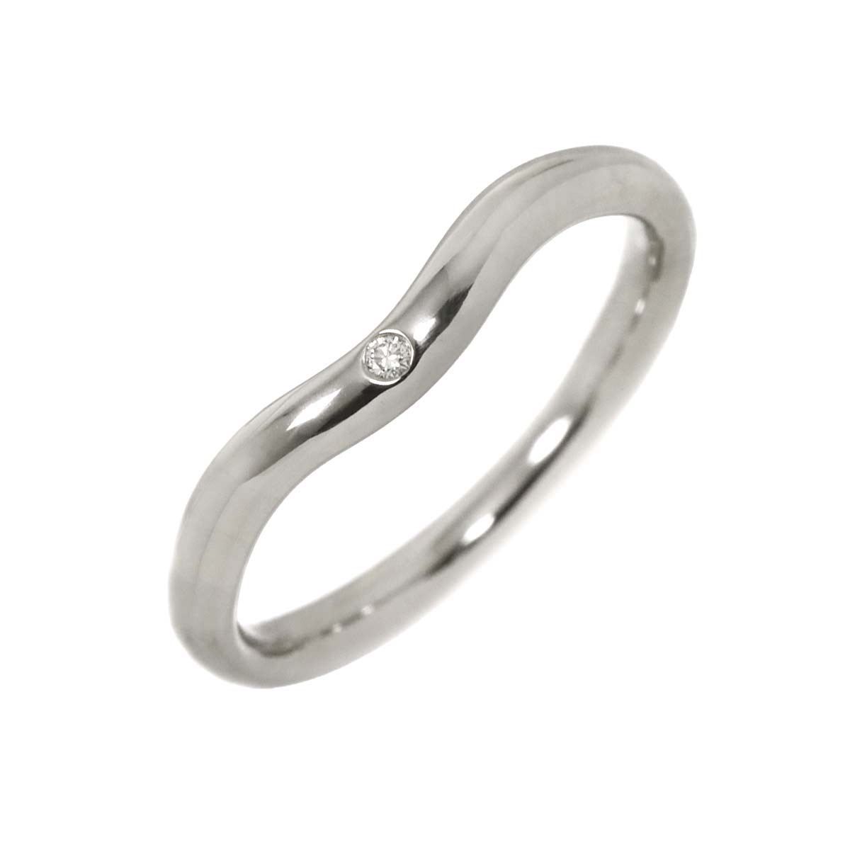 Curved Band Diamond Ring Platinum size4.75-5(US)