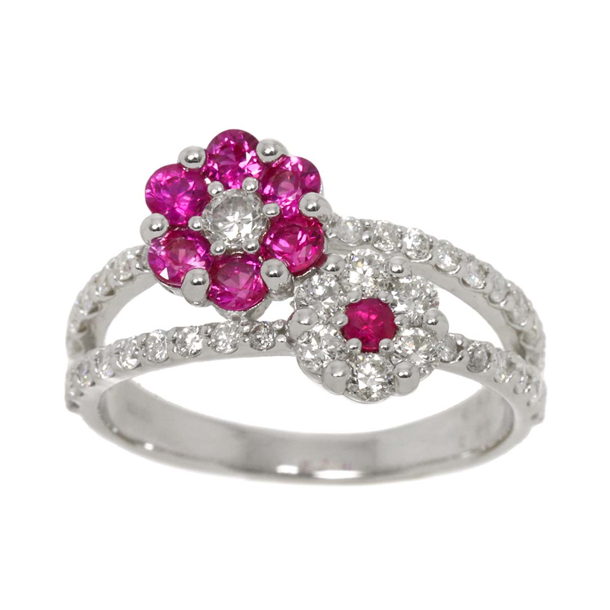 Ruby 0.57ct Diamond 0.65ct Ring 18K WG size5.5-5.75(US)