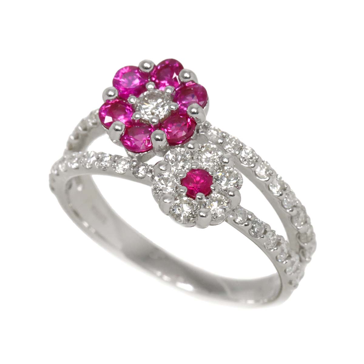 Ruby 0.57ct Diamond 0.65ct Ring 18K WG size5.5-5.75(US)