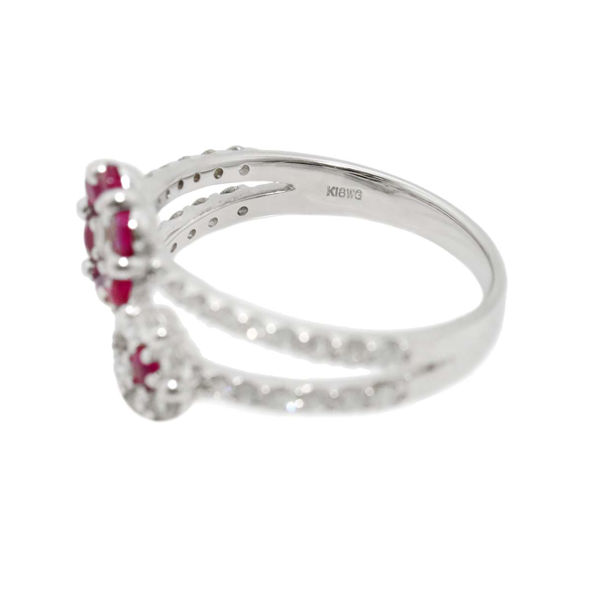 Ruby 0.57ct Diamond 0.65ct Ring 18K WG size5.5-5.75(US)
