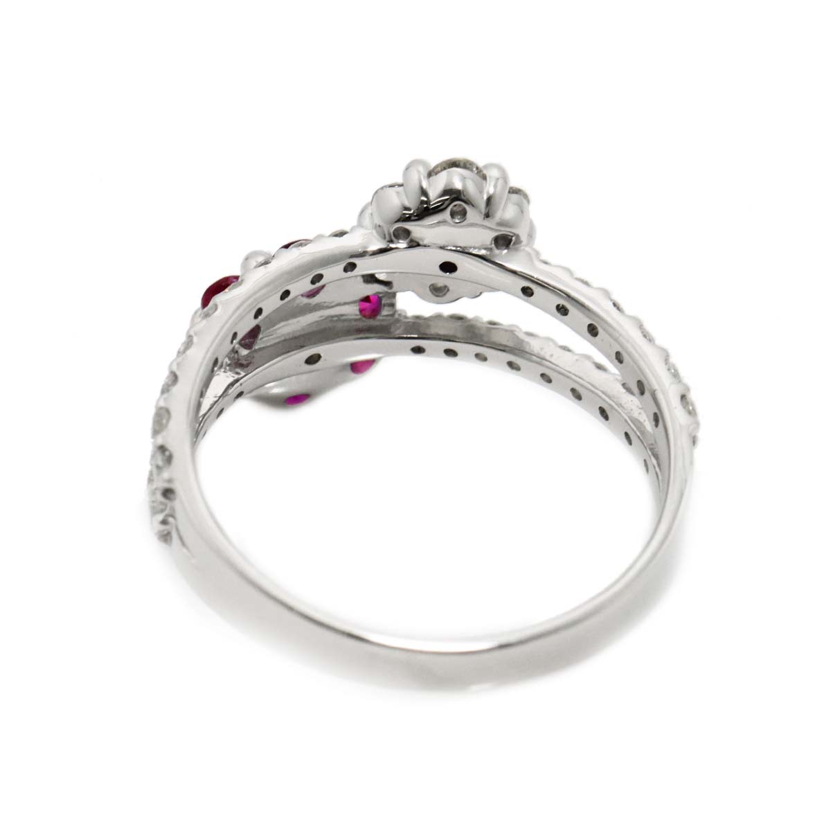 Ruby 0.57ct Diamond 0.65ct Ring 18K WG size5.5-5.75(US)