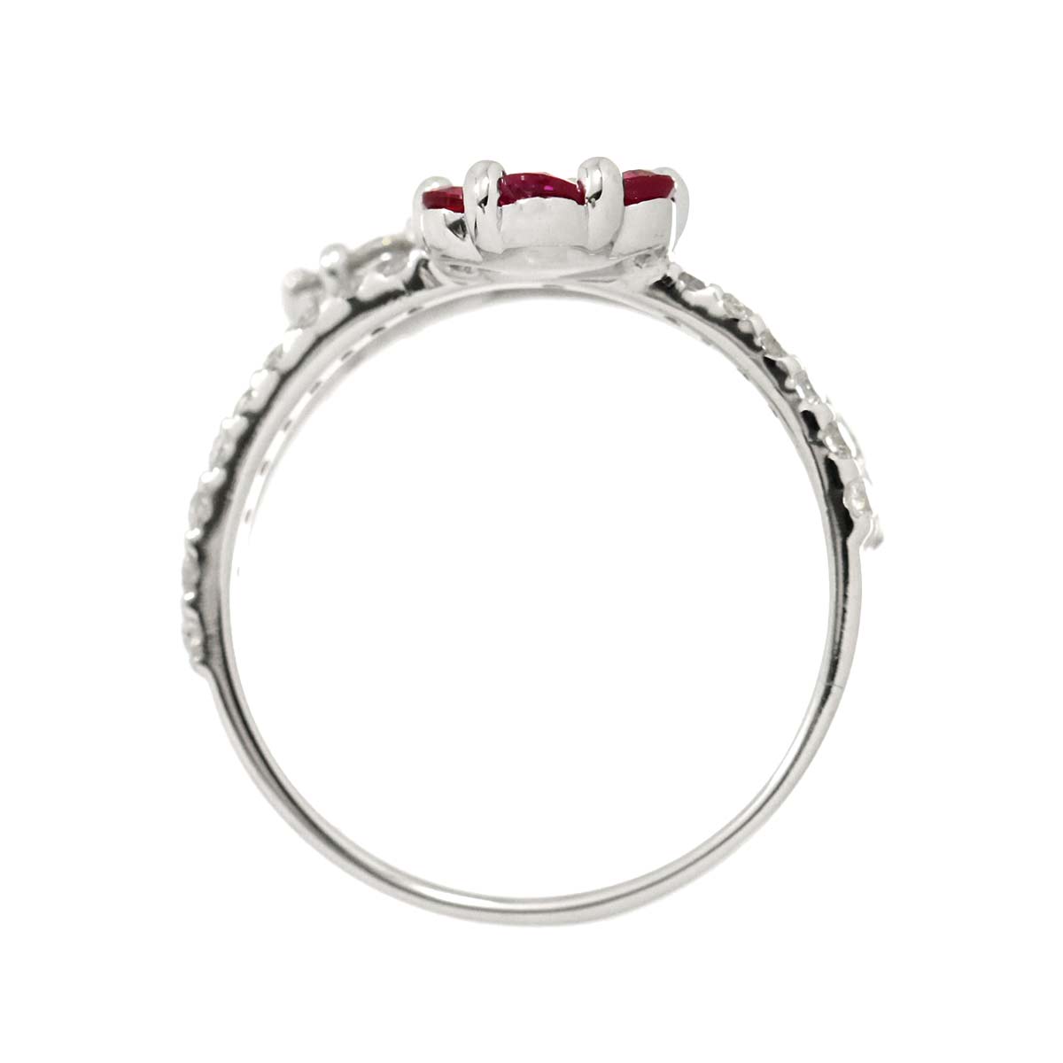 Ruby 0.57ct Diamond 0.65ct Ring 18K WG size5.5-5.75(US)