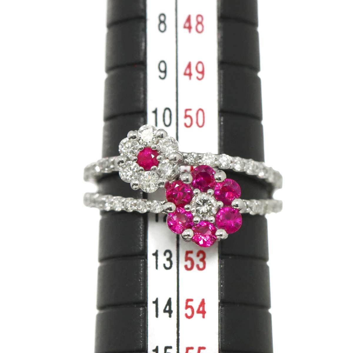 Ruby 0.57ct Diamond 0.65ct Ring 18K WG size5.5-5.75(US)