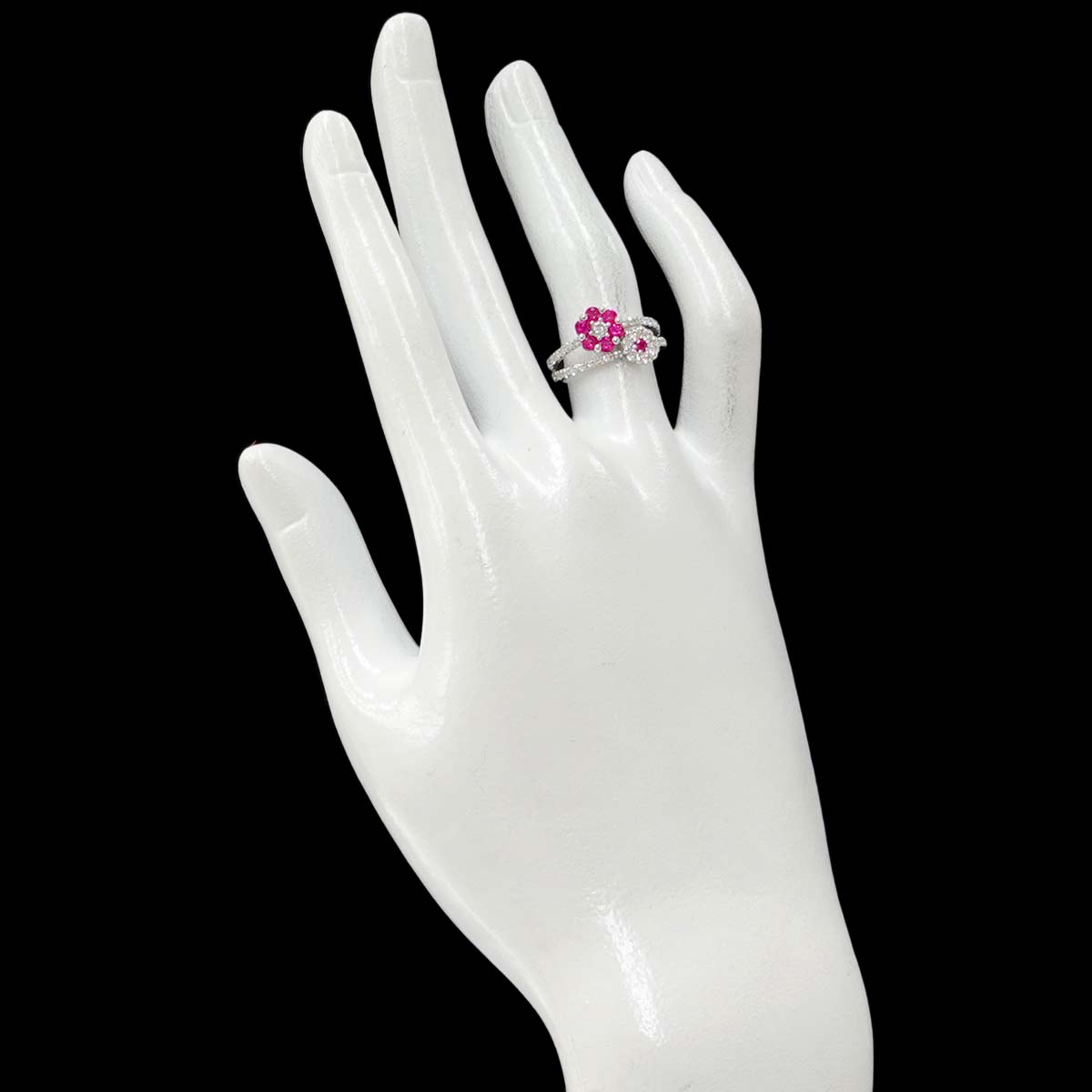 Ruby 0.57ct Diamond 0.65ct Ring 18K WG size5.5-5.75(US)