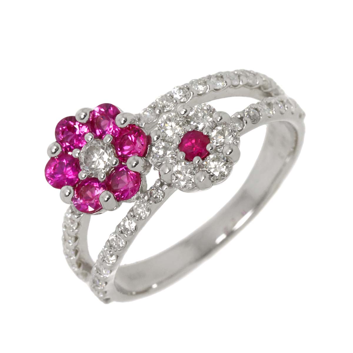 Ruby 0.57ct Diamond 0.65ct Ring 18K WG size5.5-5.75(US)
