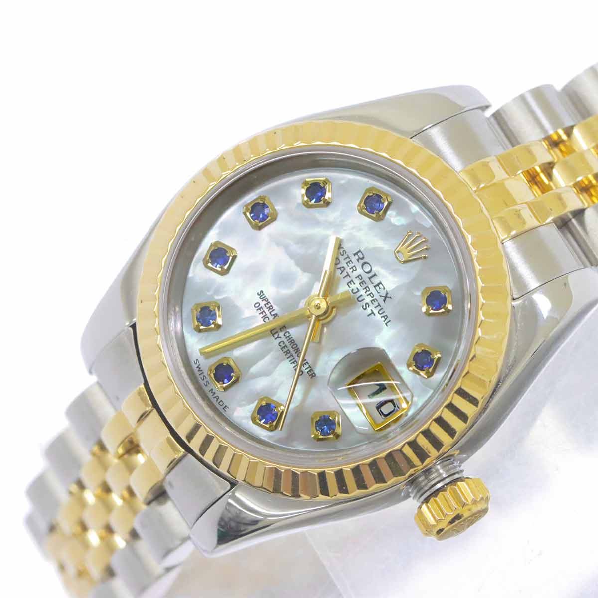 Datejust 179173NGS Serial F 750 YG 10P Sapphire White shell