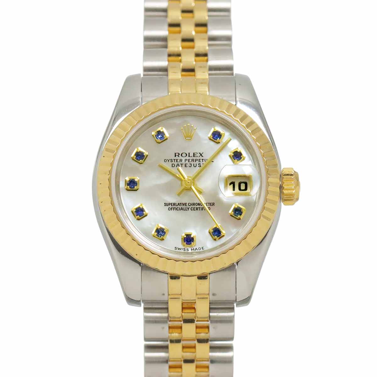 Datejust 179173NGS Serial F 750 YG 10P Sapphire White shell