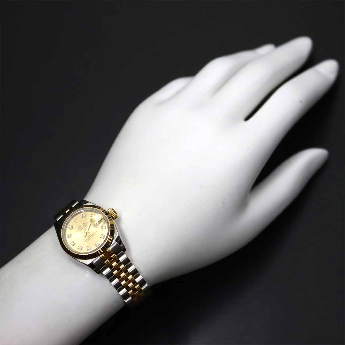 Datejust 179173G Serial F 750 YG 10P Diamond Gold Dial Ladies