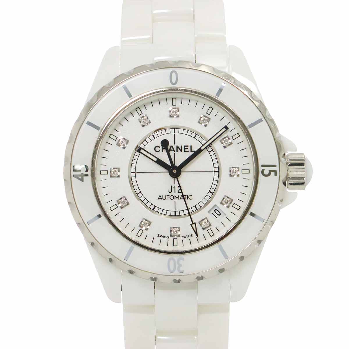 J12 38mm H1629 12P Diamond Automatic White Dial Mens Watch