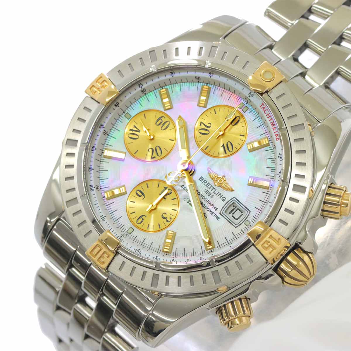 Chonomat Evolution B13356 750 YG White Shell Dial Date