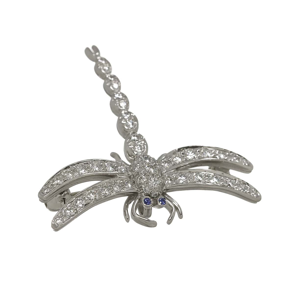 Dragonfly Diamond Sapphire Brooch Pt Platinum