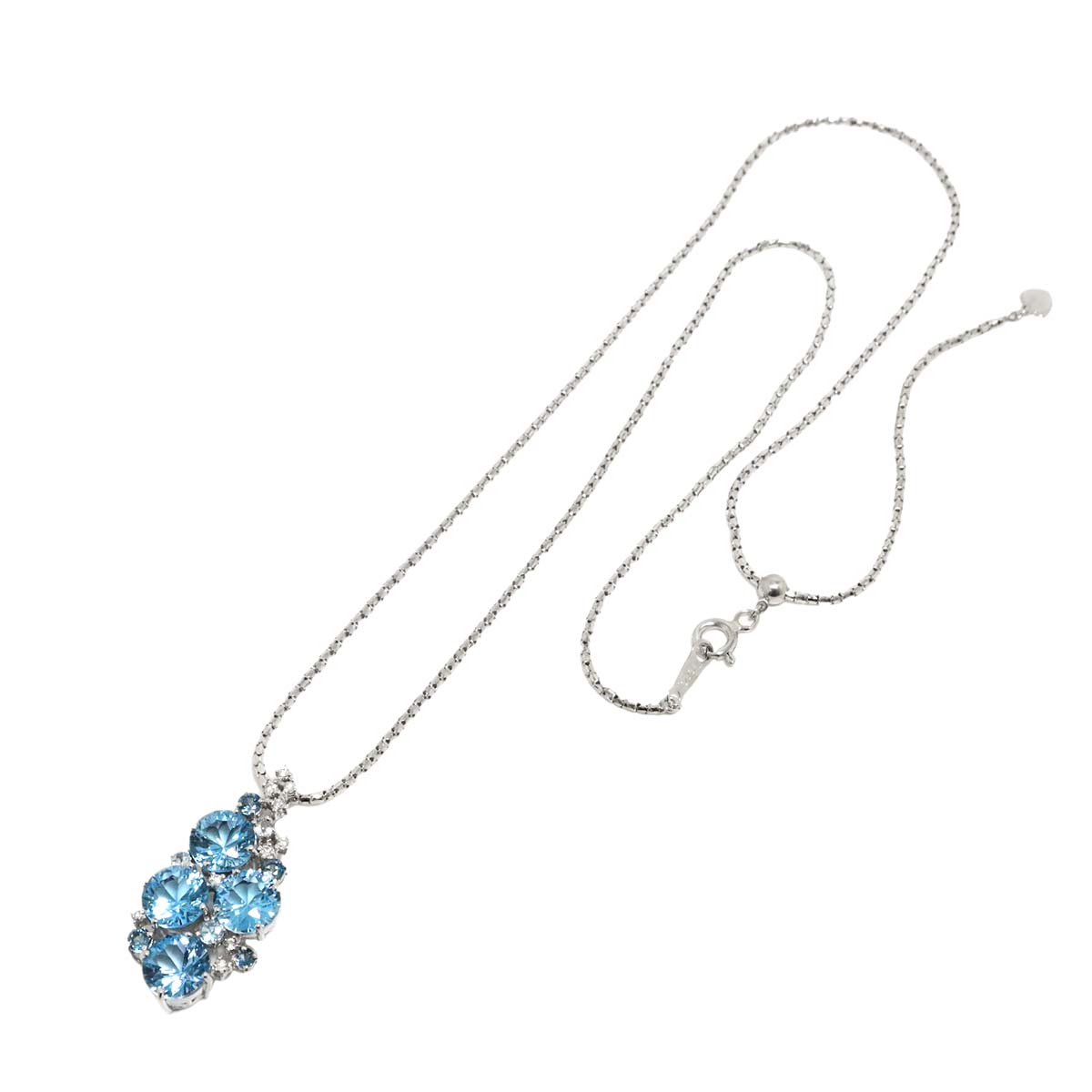 BlueTopaz 9.30/0.65ct Diamond 0.18ct Necklace 18K WG 750