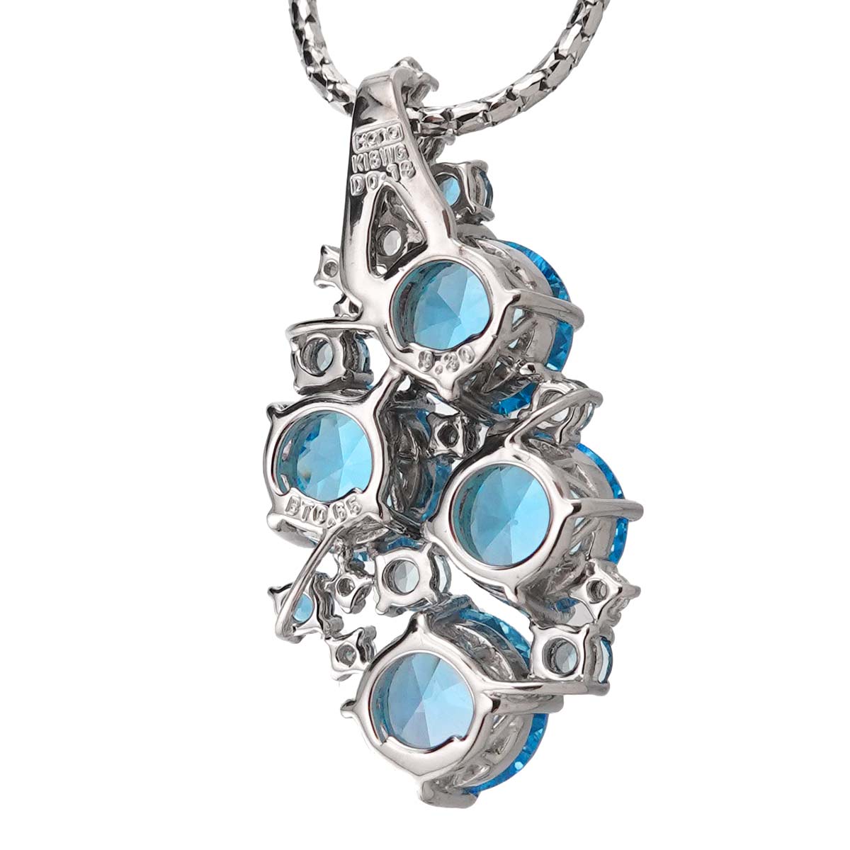 BlueTopaz 9.30/0.65ct Diamond 0.18ct Necklace 18K WG 750