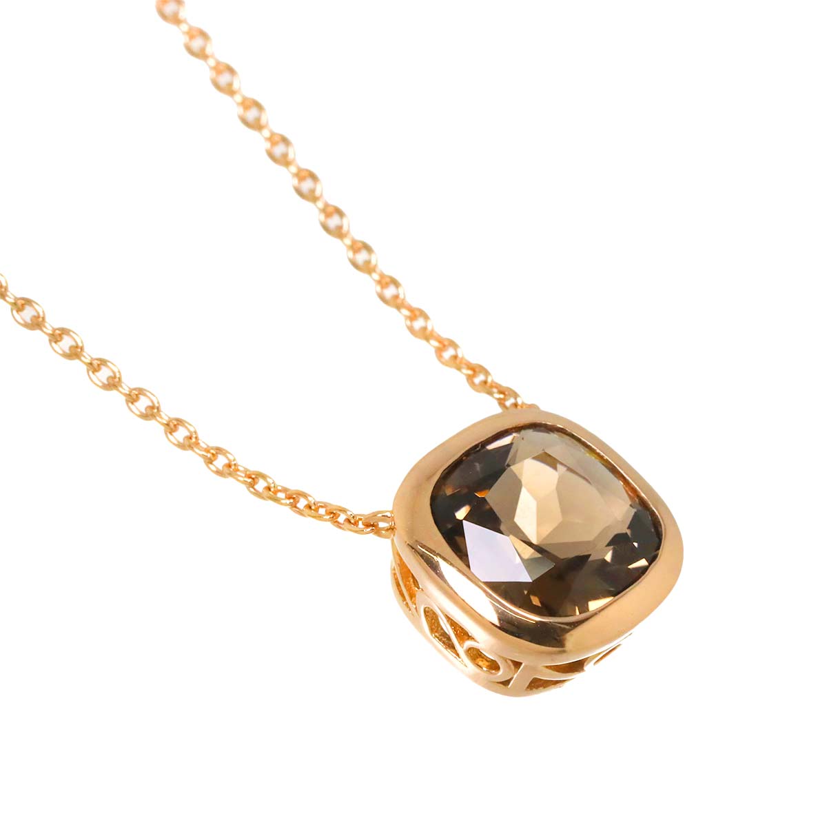 Aoyama Smoky Quartz Necklace 18K PG 750