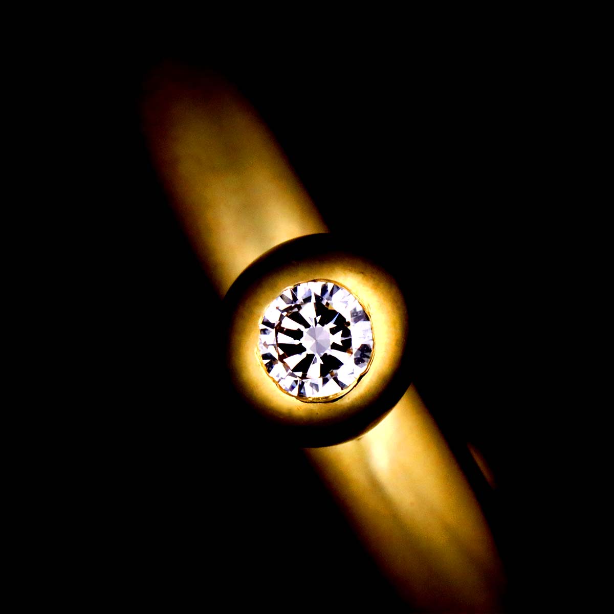 Diamond 1P Ring 18K Yellow Gold 750 Size4-4.5(US)
