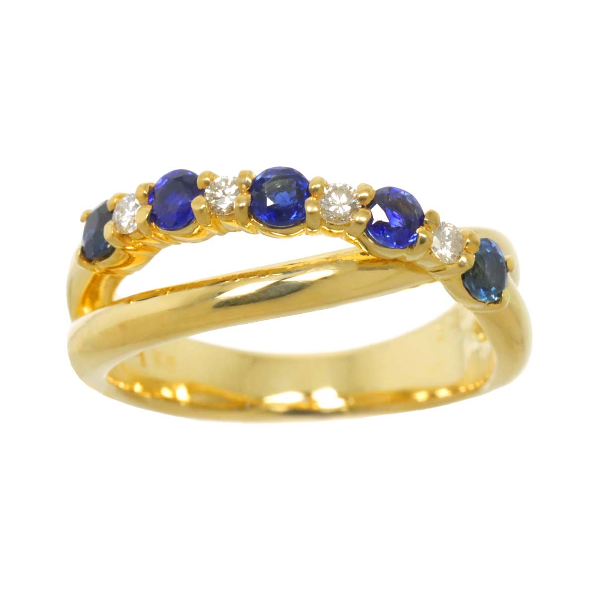Sapphire 0.68ct Diamond 0.11ct Ring 18K YG 750 Size6(US)