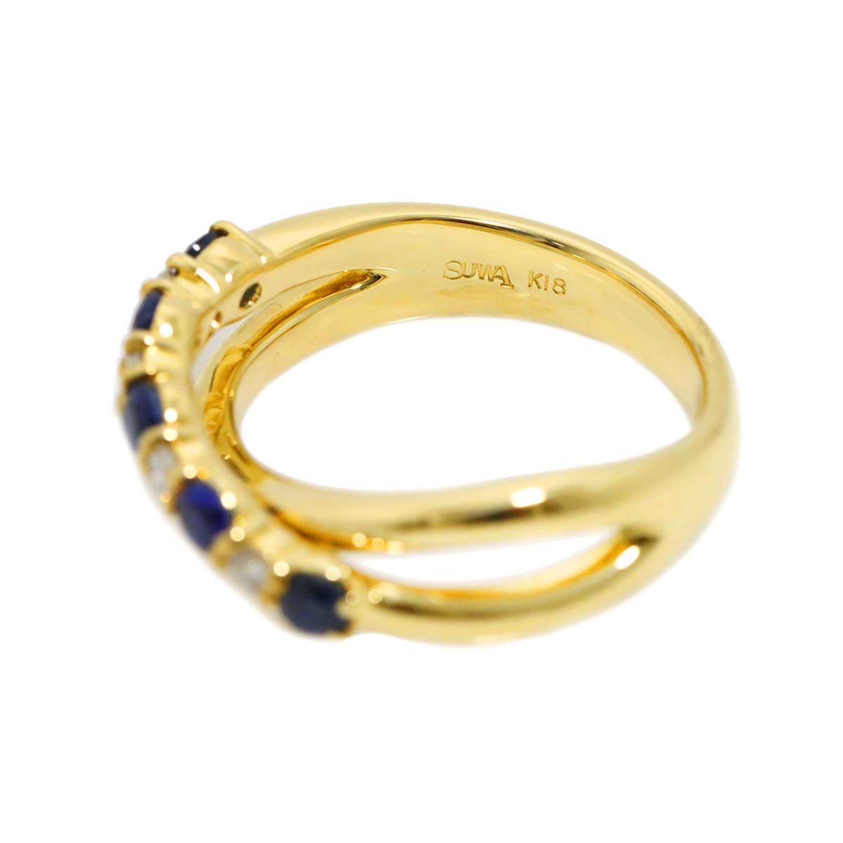 Sapphire 0.68ct Diamond 0.11ct Ring 18K YG 750 Size6(US)