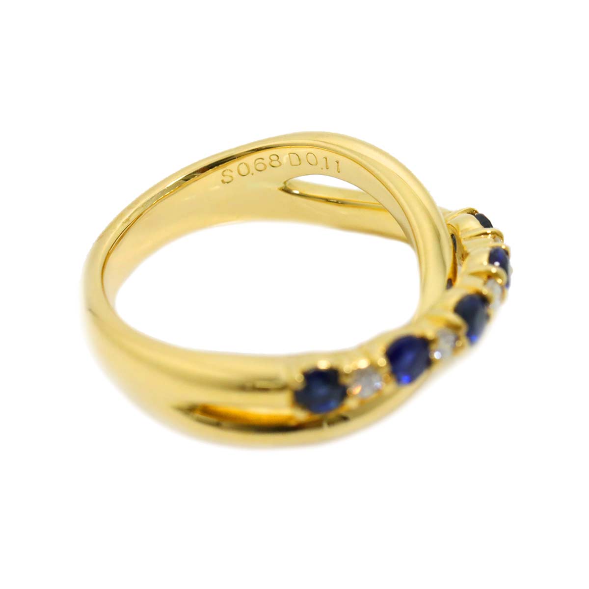 Sapphire 0.68ct Diamond 0.11ct Ring 18K YG 750 Size6(US)