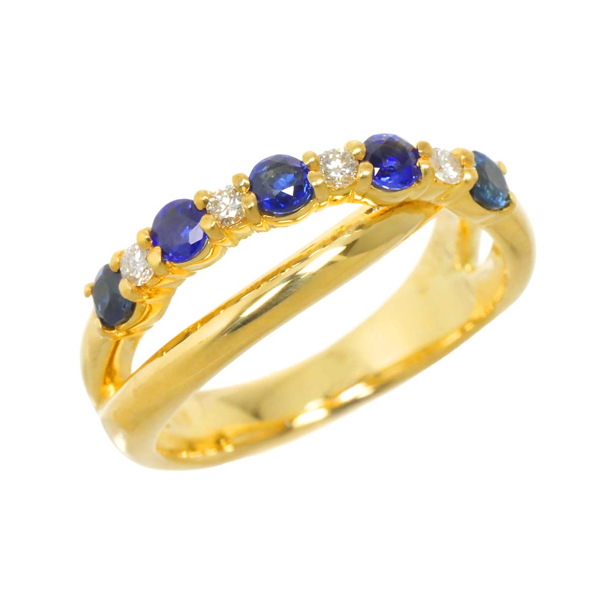 Sapphire 0.68ct Diamond 0.11ct Ring 18K YG 750 Size6(US)
