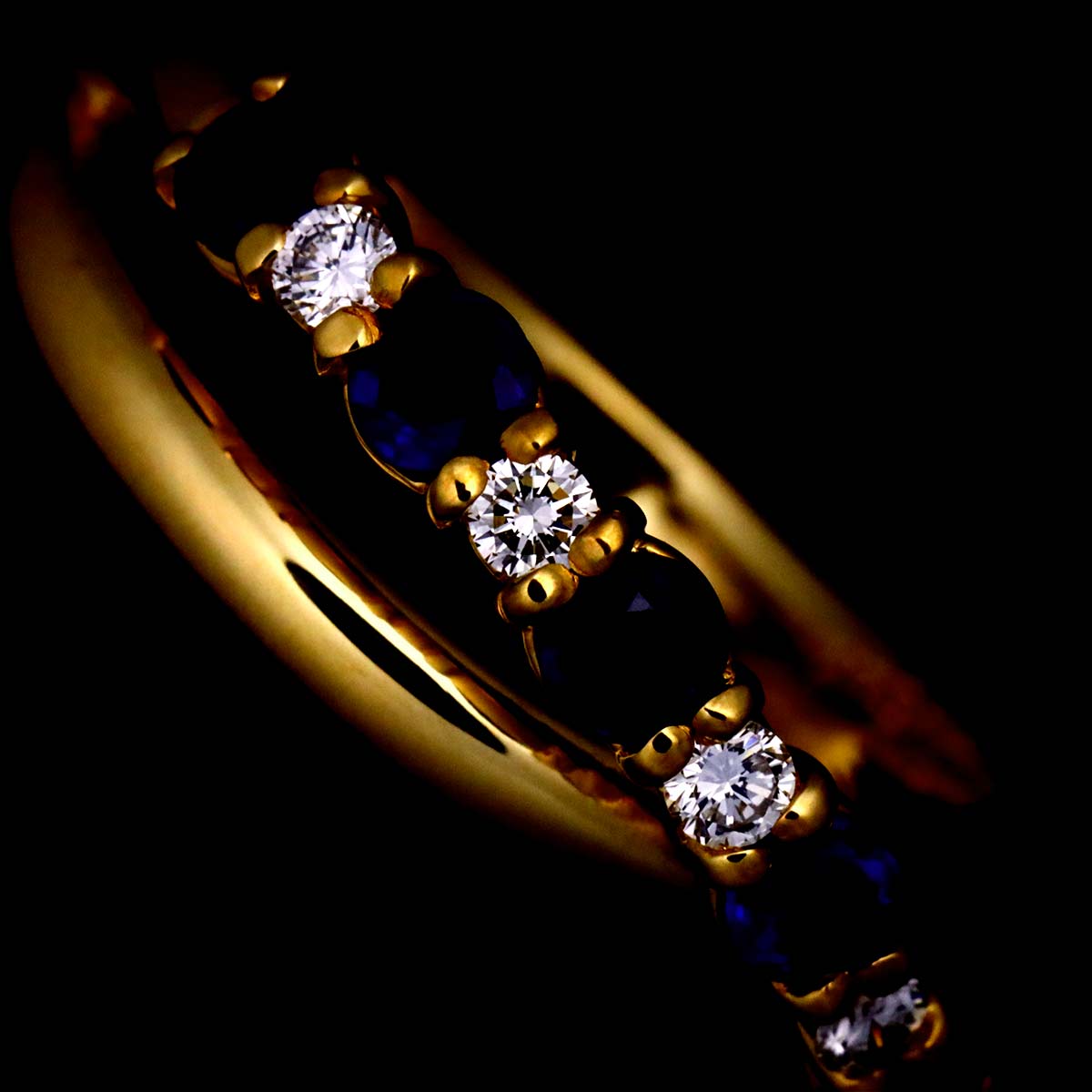 Sapphire 0.68ct Diamond 0.11ct Ring 18K YG 750 Size6(US)