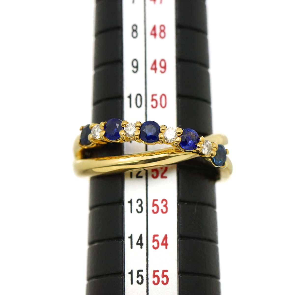 Sapphire 0.68ct Diamond 0.11ct Ring 18K YG 750 Size6(US)