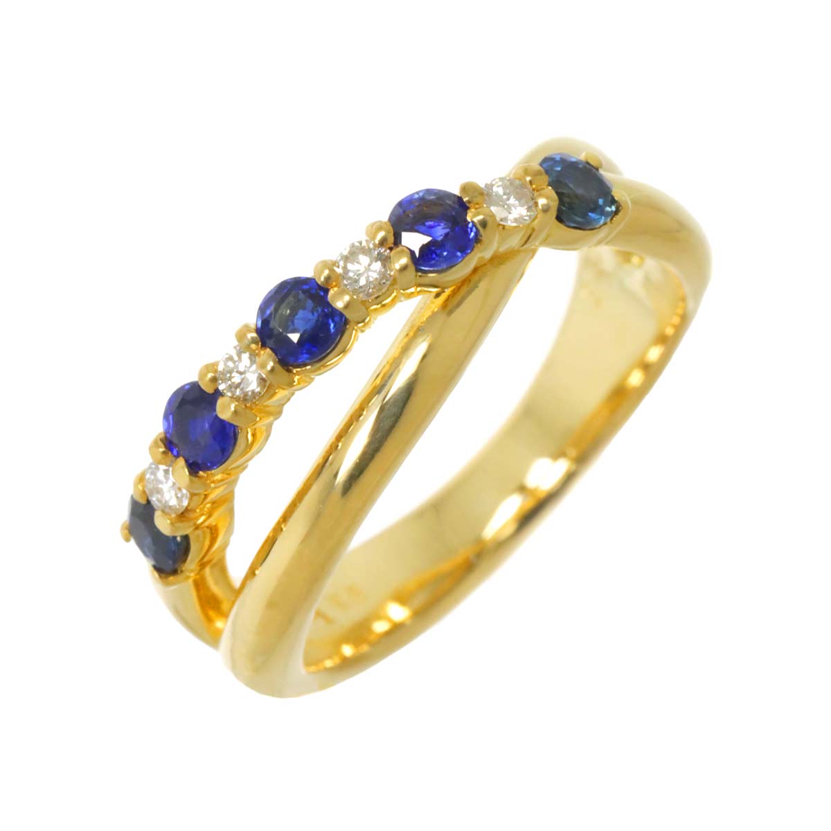 Sapphire 0.68ct Diamond 0.11ct Ring 18K YG 750 Size6(US)