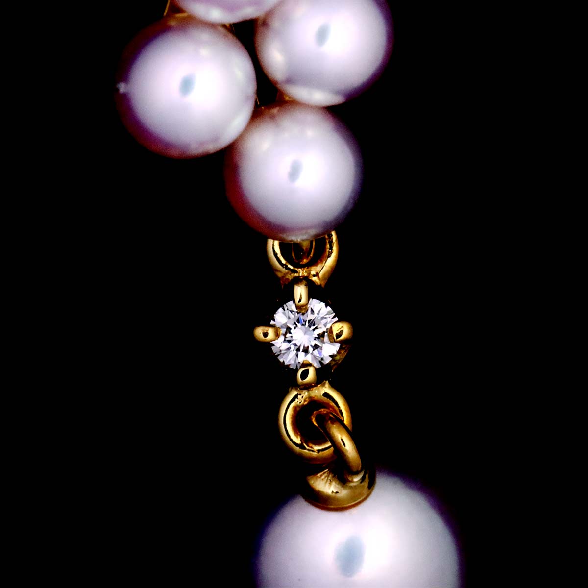 Akoya Pearl 6.7-3.6mm Diamond Earrings 18K Yellow Gold 750