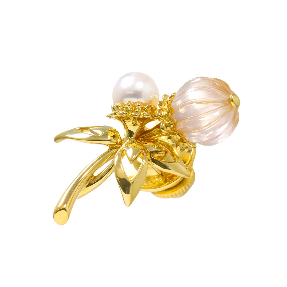 Akoya pearl 5.6mm Quartz Brooch 18K YG 750