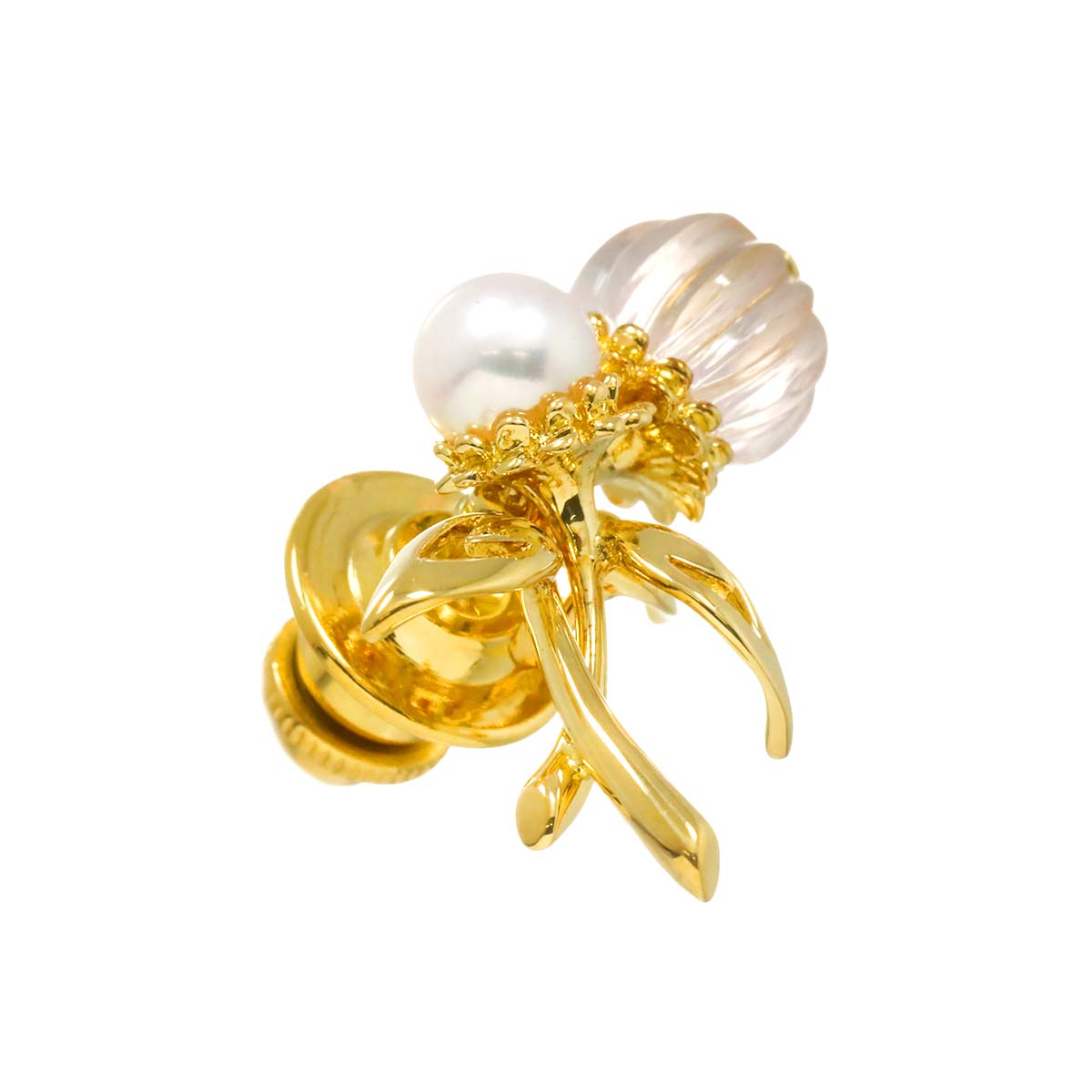 Akoya pearl 5.6mm Quartz Brooch 18K YG 750