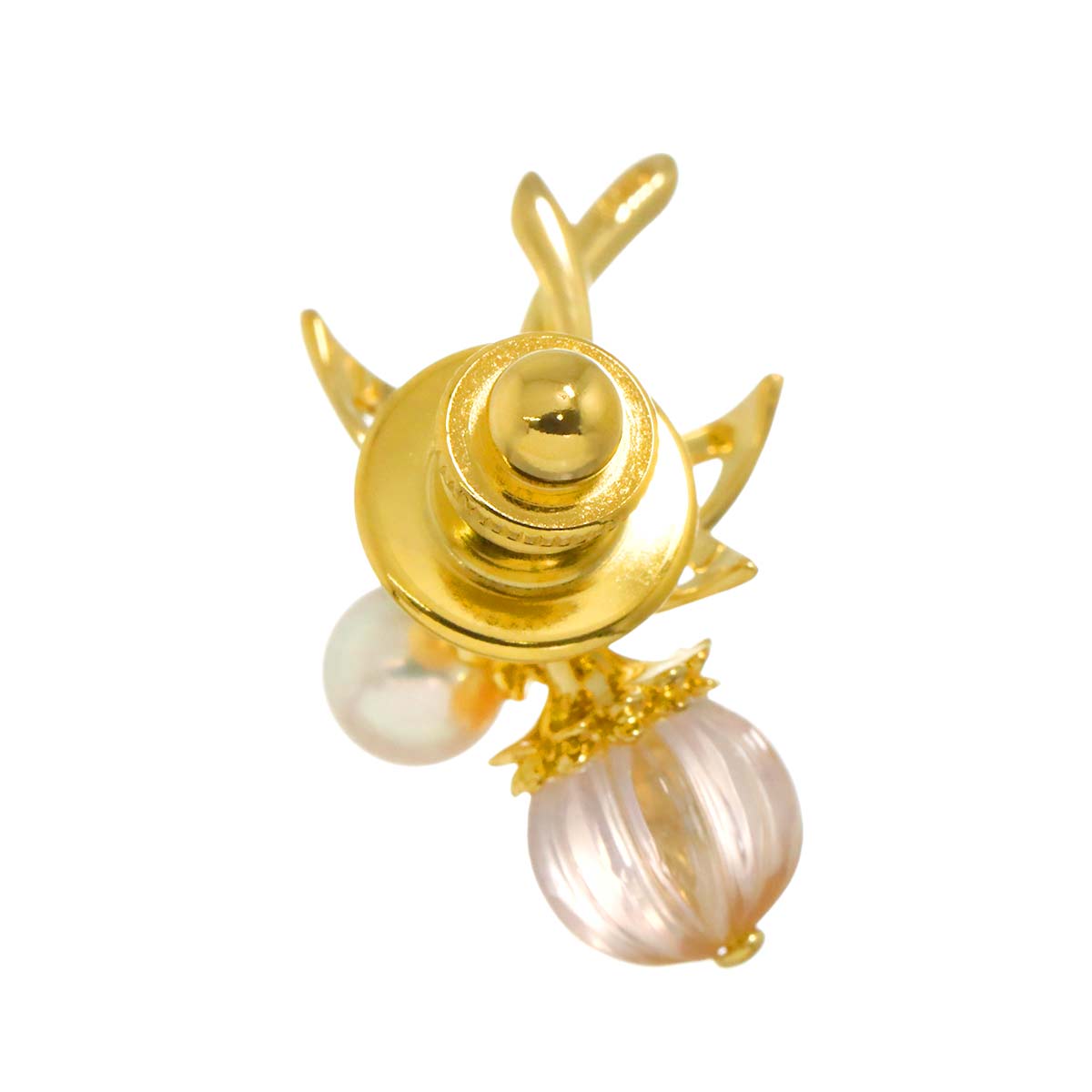 Akoya pearl 5.6mm Quartz Brooch 18K YG 750