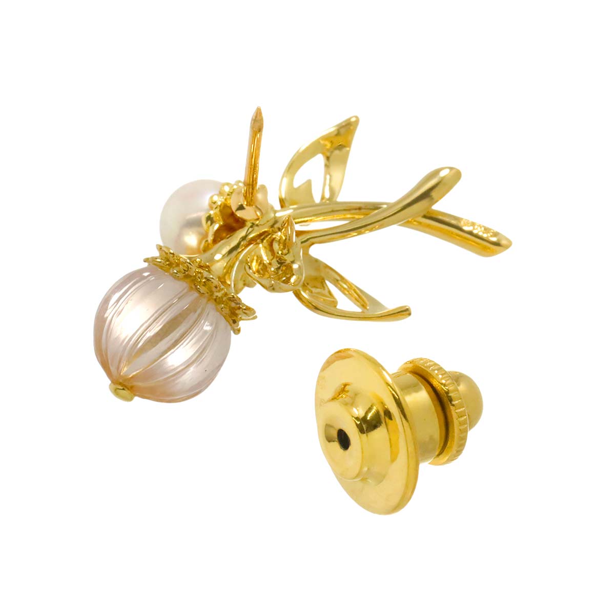 Akoya pearl 5.6mm Quartz Brooch 18K YG 750
