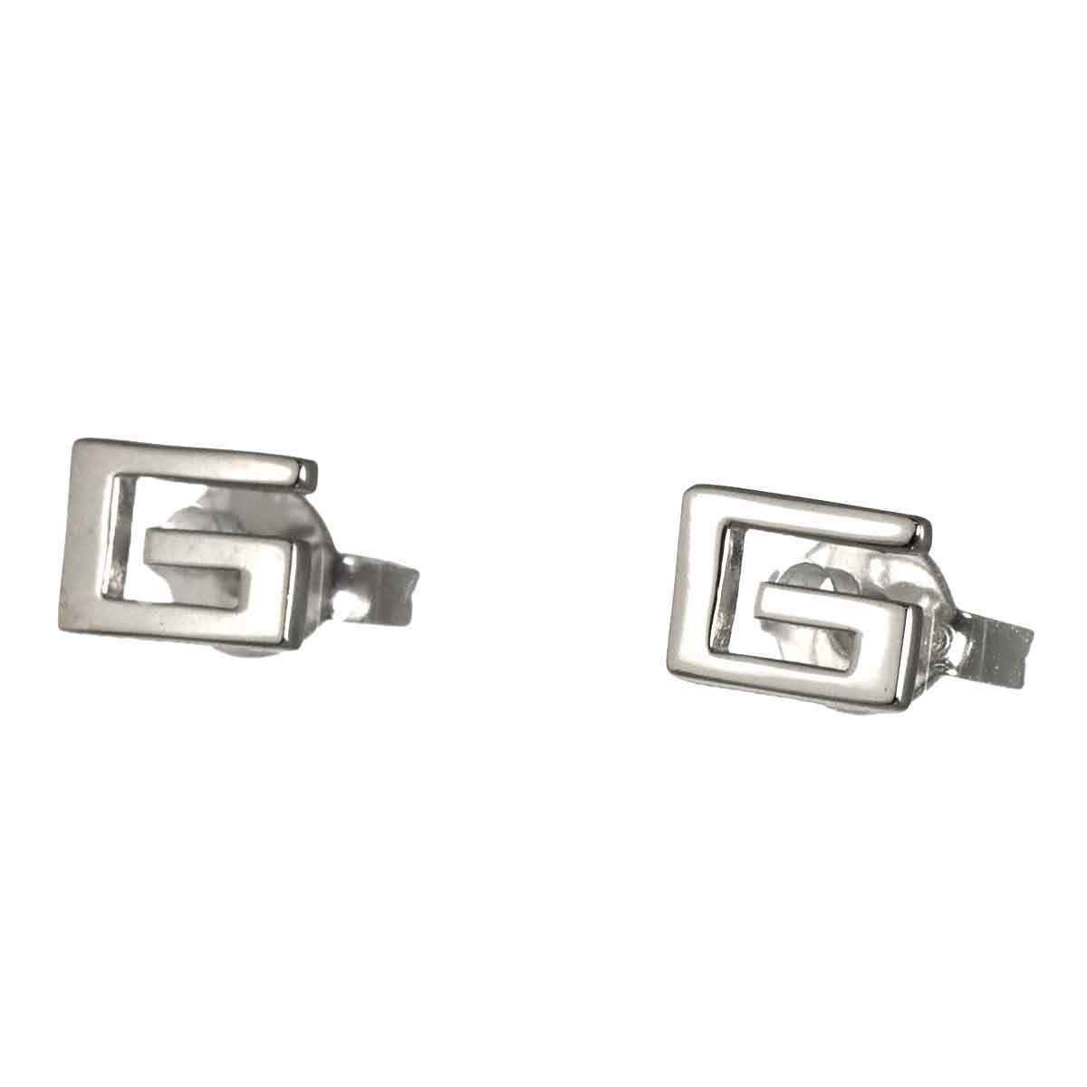 G Logo Earrings Pierced 18K White Gold 750