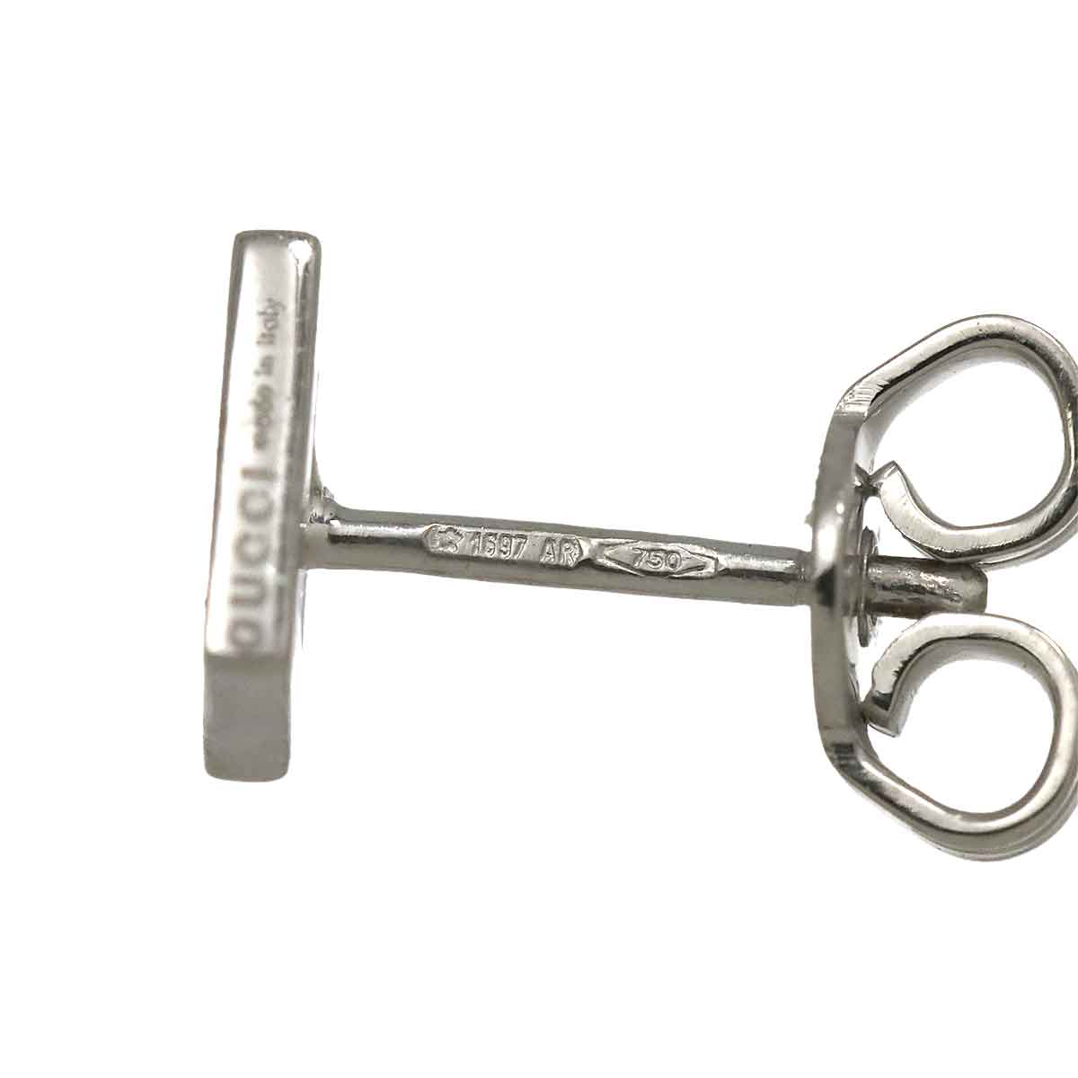 G Logo Earrings Pierced 18K White Gold 750