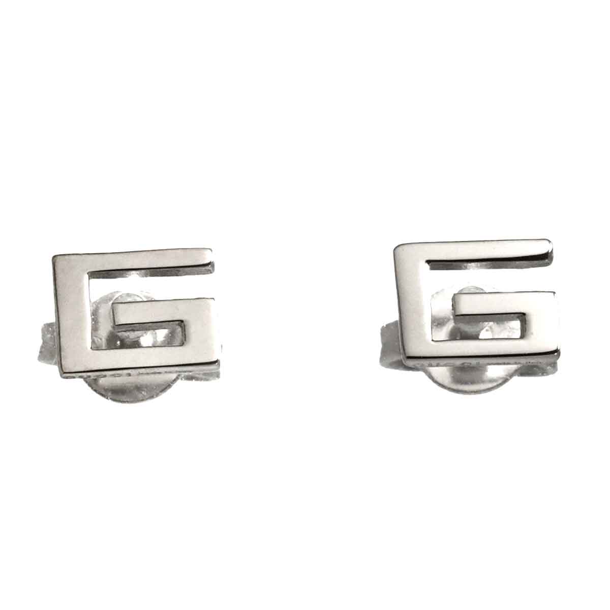 G Logo Earrings Pierced 18K White Gold 750