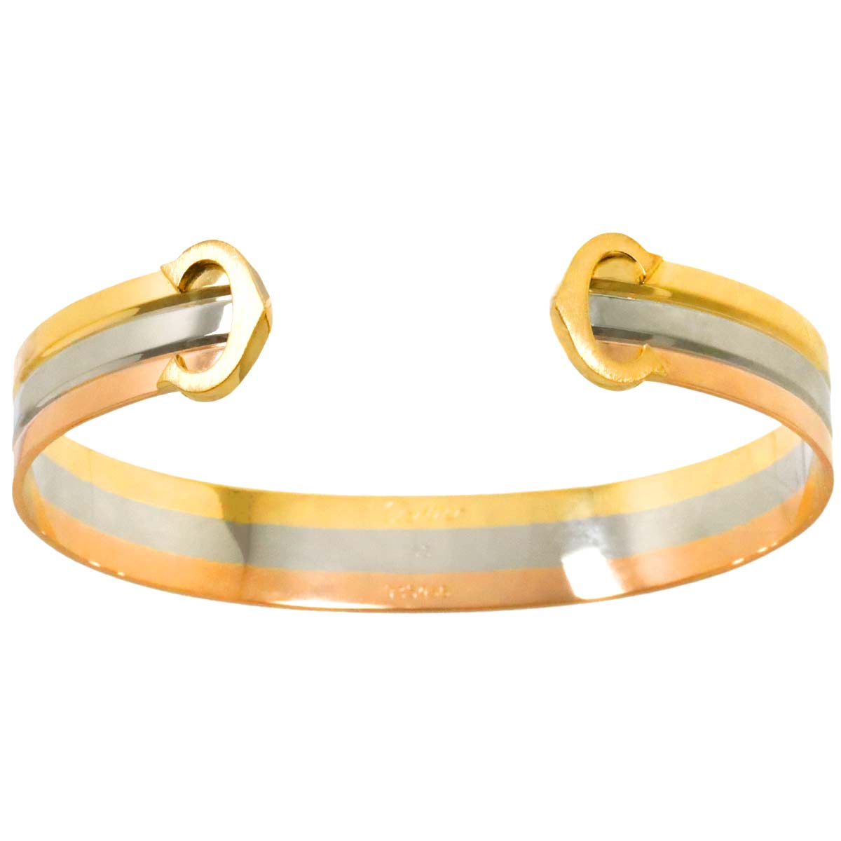 2C C2 Trinity Bangle Bracelet 18K YG WG PG 750