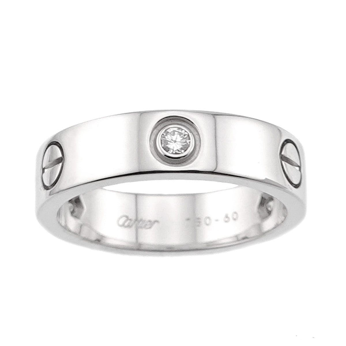 Love Ring Half Diamond 3P 18K WG 750 size60 8.75-9(US)