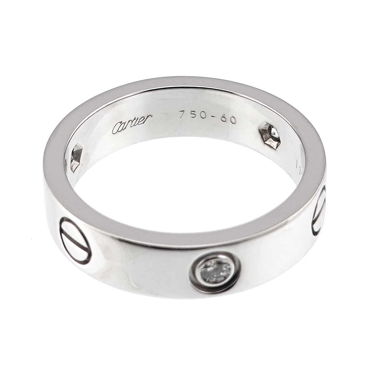 Love Ring Half Diamond 3P 18K WG 750 size60 8.75-9(US)
