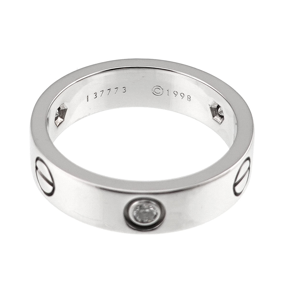 Love Ring Half Diamond 3P 18K WG 750 size60 8.75-9(US)