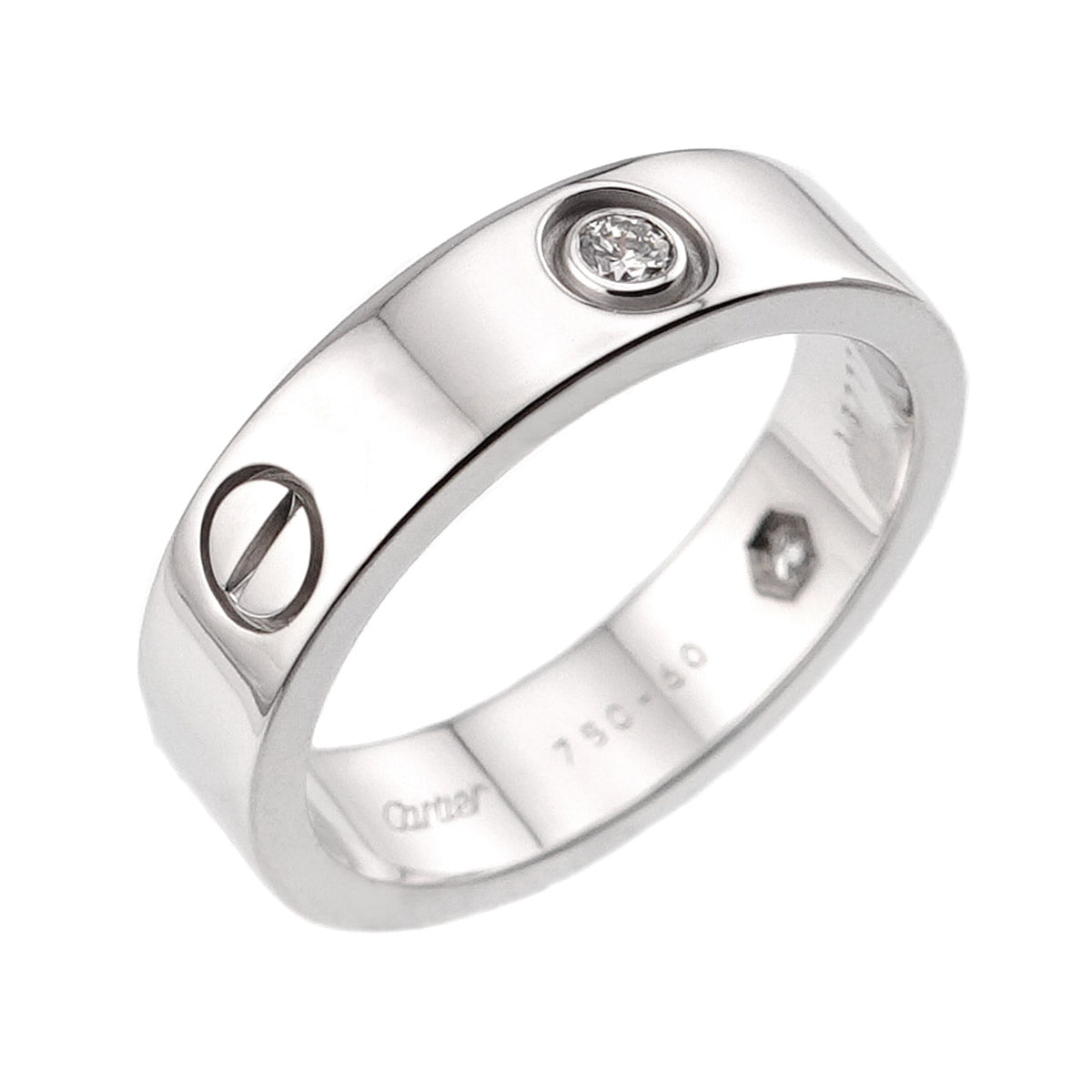 Love Ring Half Diamond 3P 18K WG 750 size60 8.75-9(US)