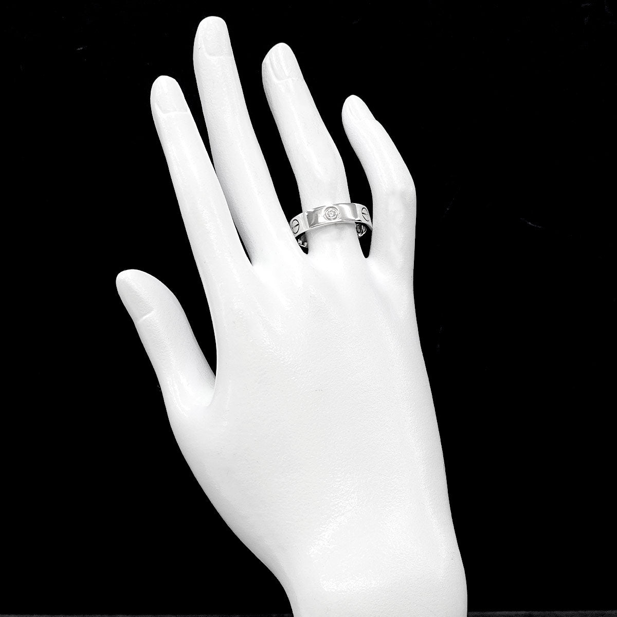 Love Ring Half Diamond 3P 18K WG 750 size60 8.75-9(US)