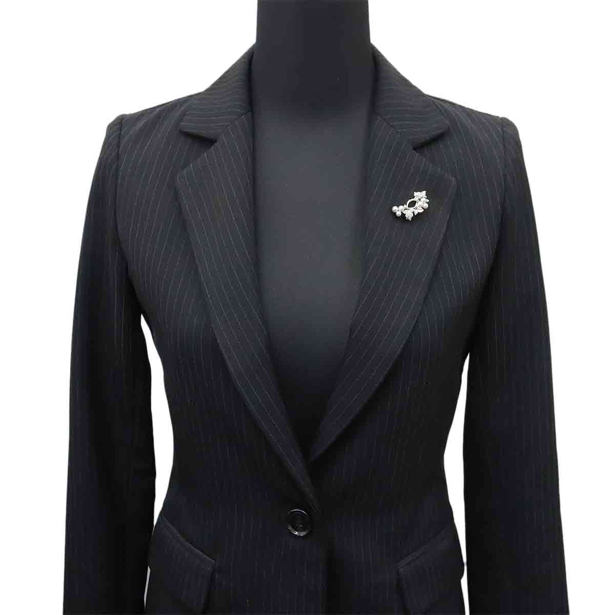 Akoya Pearl 4.6-4.0mm Diamond Brooch 18K White Gold 750