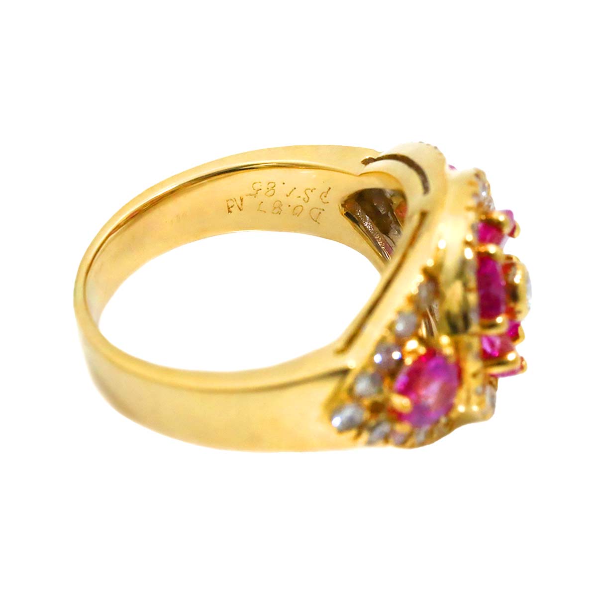 PinkSapphire 1.85ct Diamond 0.87ct Ring 18K YG 5.75-6(US)