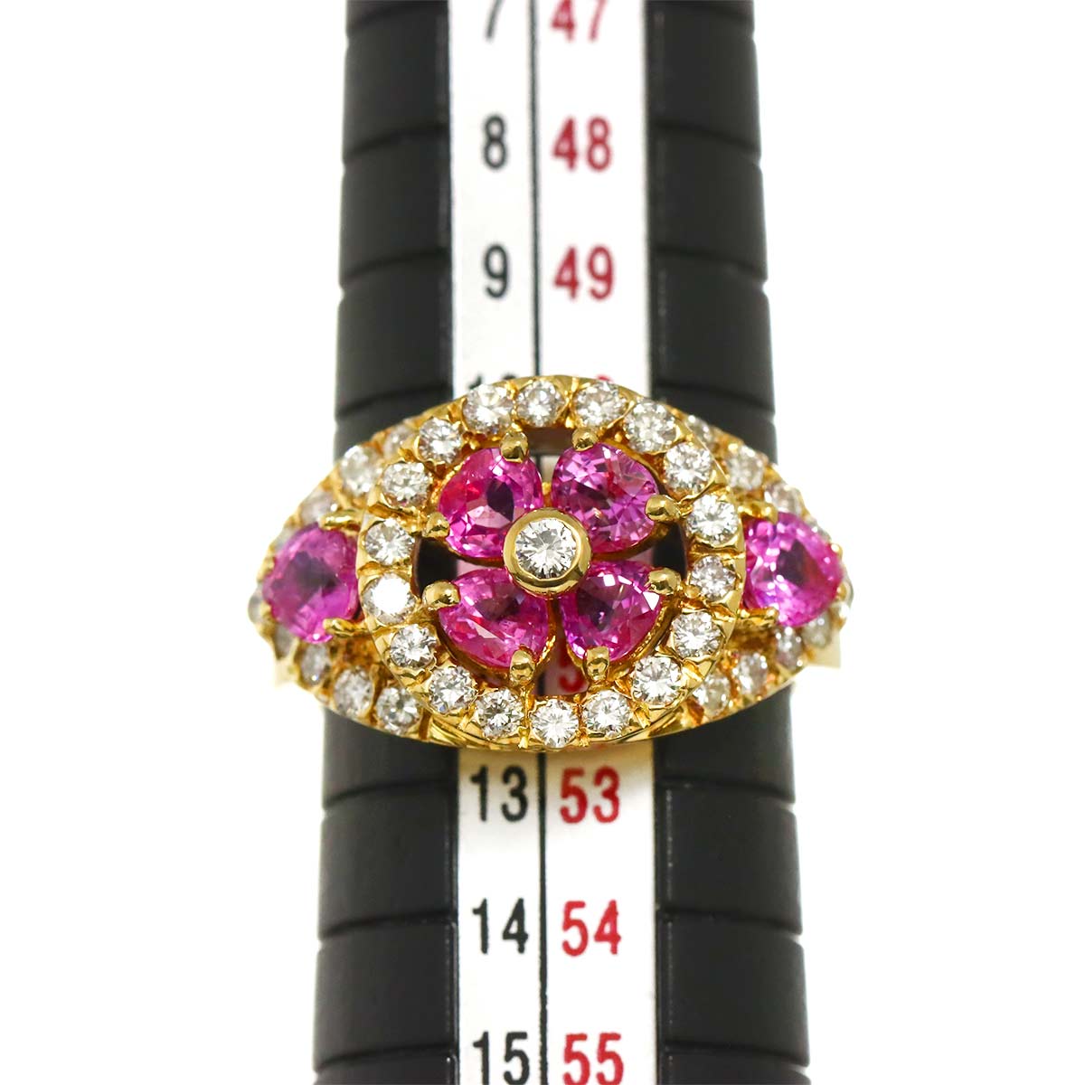 PinkSapphire 1.85ct Diamond 0.87ct Ring 18K YG 5.75-6(US)