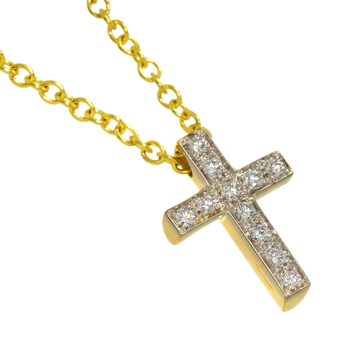 Cross Diamond Necklace 18K YG 750