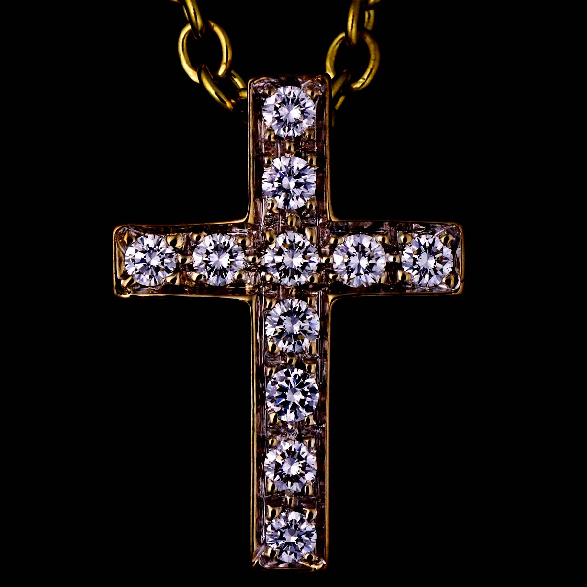 Cross Diamond Necklace 18K YG 750