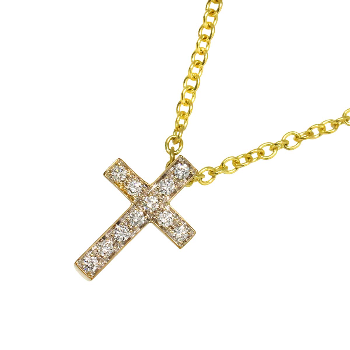 Cross Diamond Necklace 18K YG 750